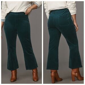 Anthropologie Pilcro Yaya Velvet Flare Pants Turquoise Women’s Size XS Pull-On